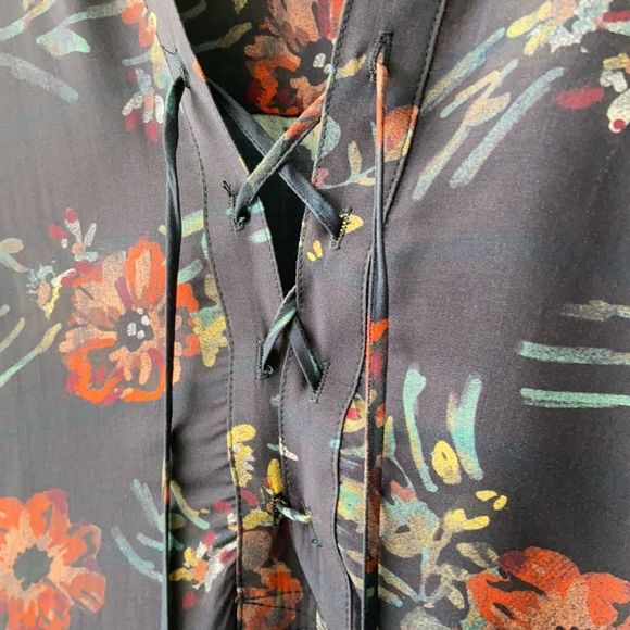 Revolve x Splendid Cindelle Floral Print Lace Up Dress in Academy Navy - Picture 8 of 14